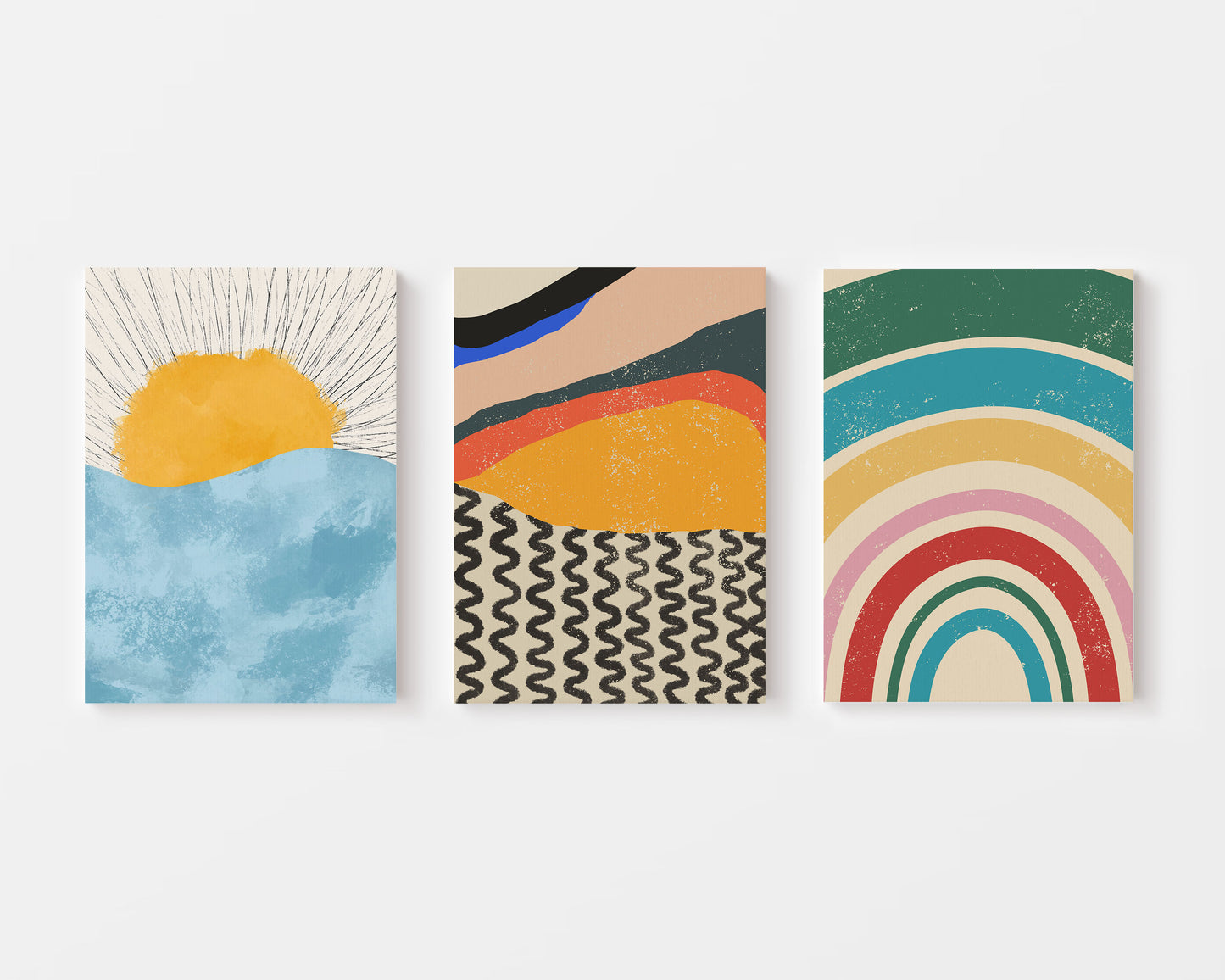 sunrise abstract paintings set of 3 