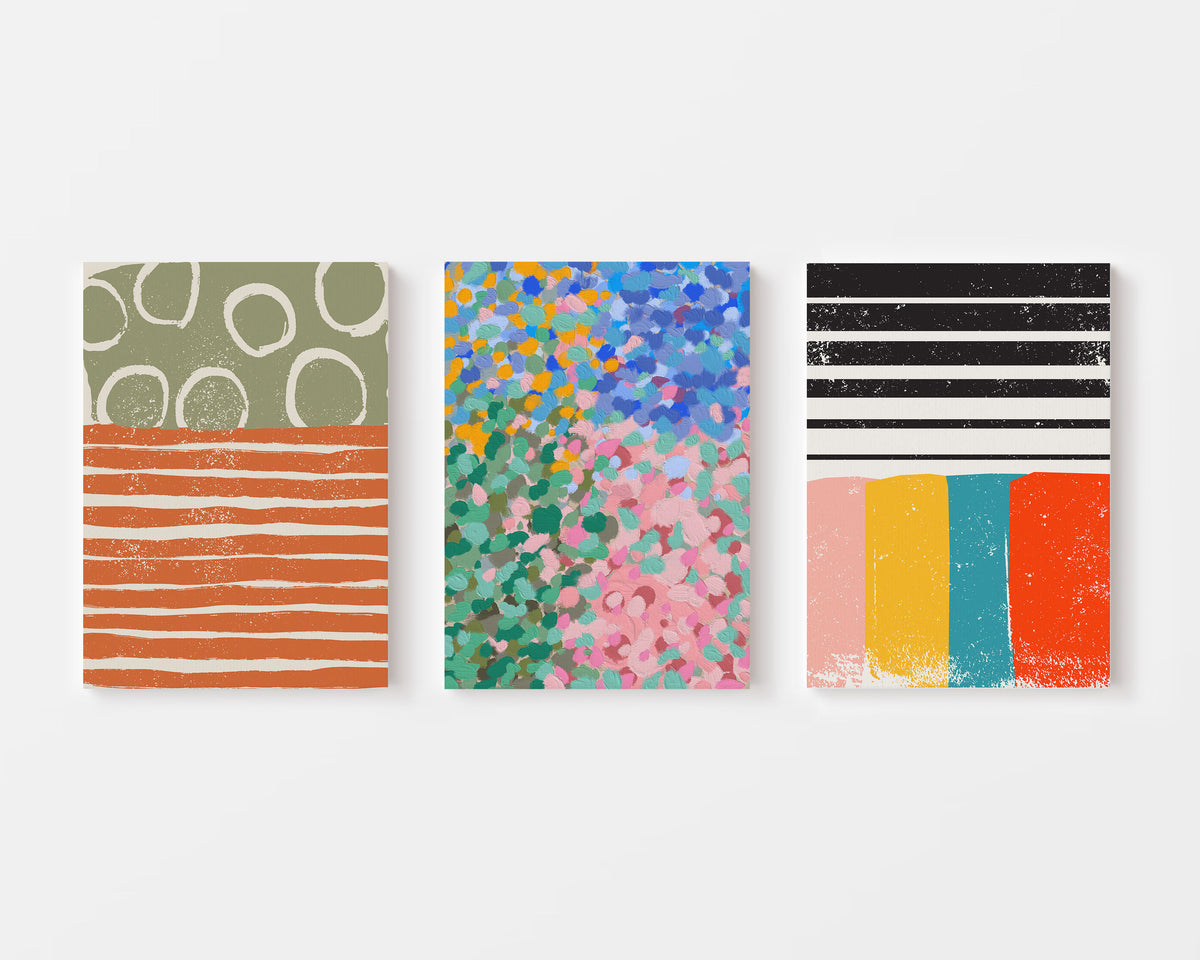vibrant colourful wall art set of 3