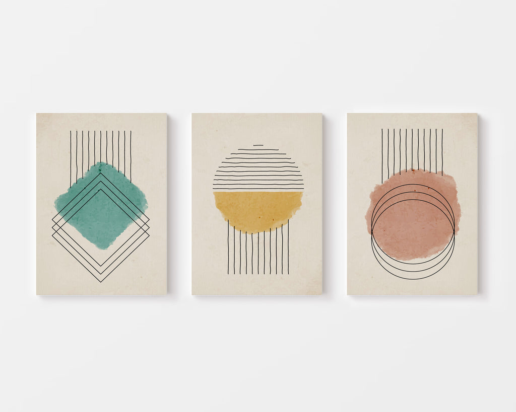 watercolor geometric wall art set of 3