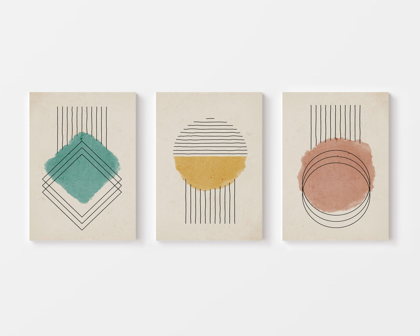 watercolor geometric wall art set of 3