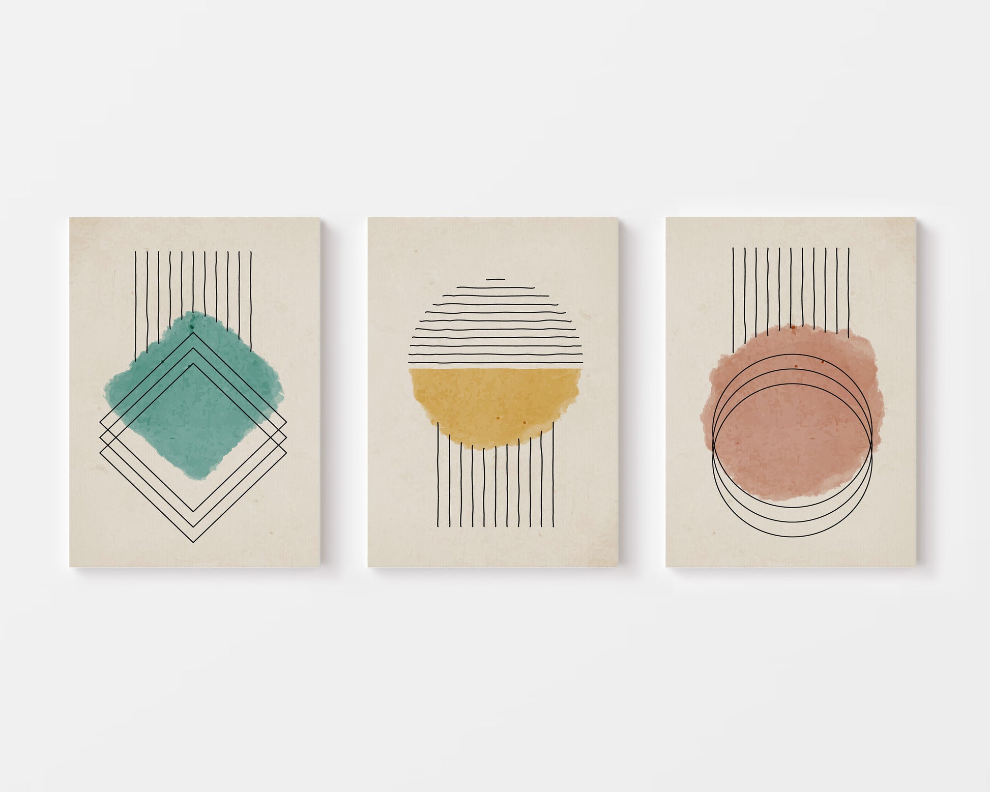 watercolor geometric wall art set of 3