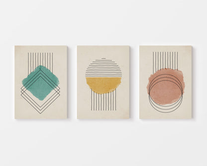 watercolor geometric wall art set of 3