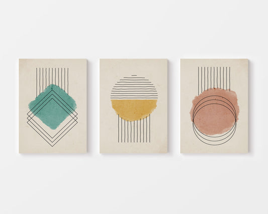 watercolor geometric wall art set of 3