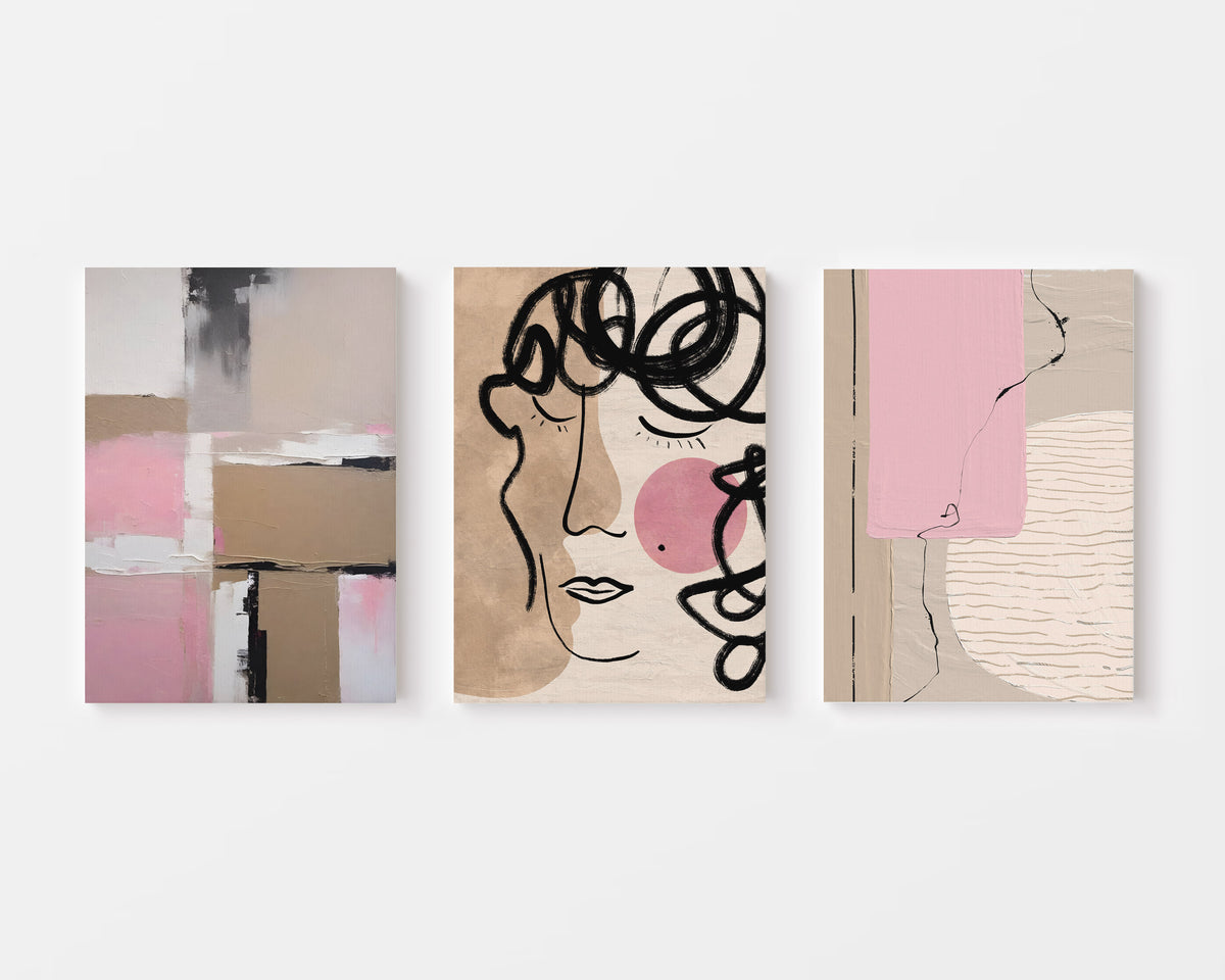expressive abstract paintings set of 3