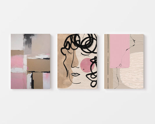 expressive abstract paintings set of 3