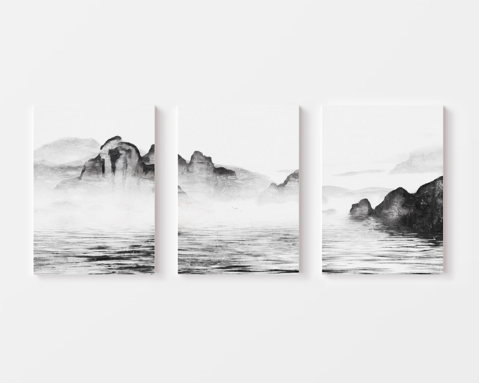 misty mountain landscape triptych wall art set