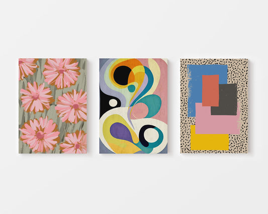 floral abstract wall art set of 3