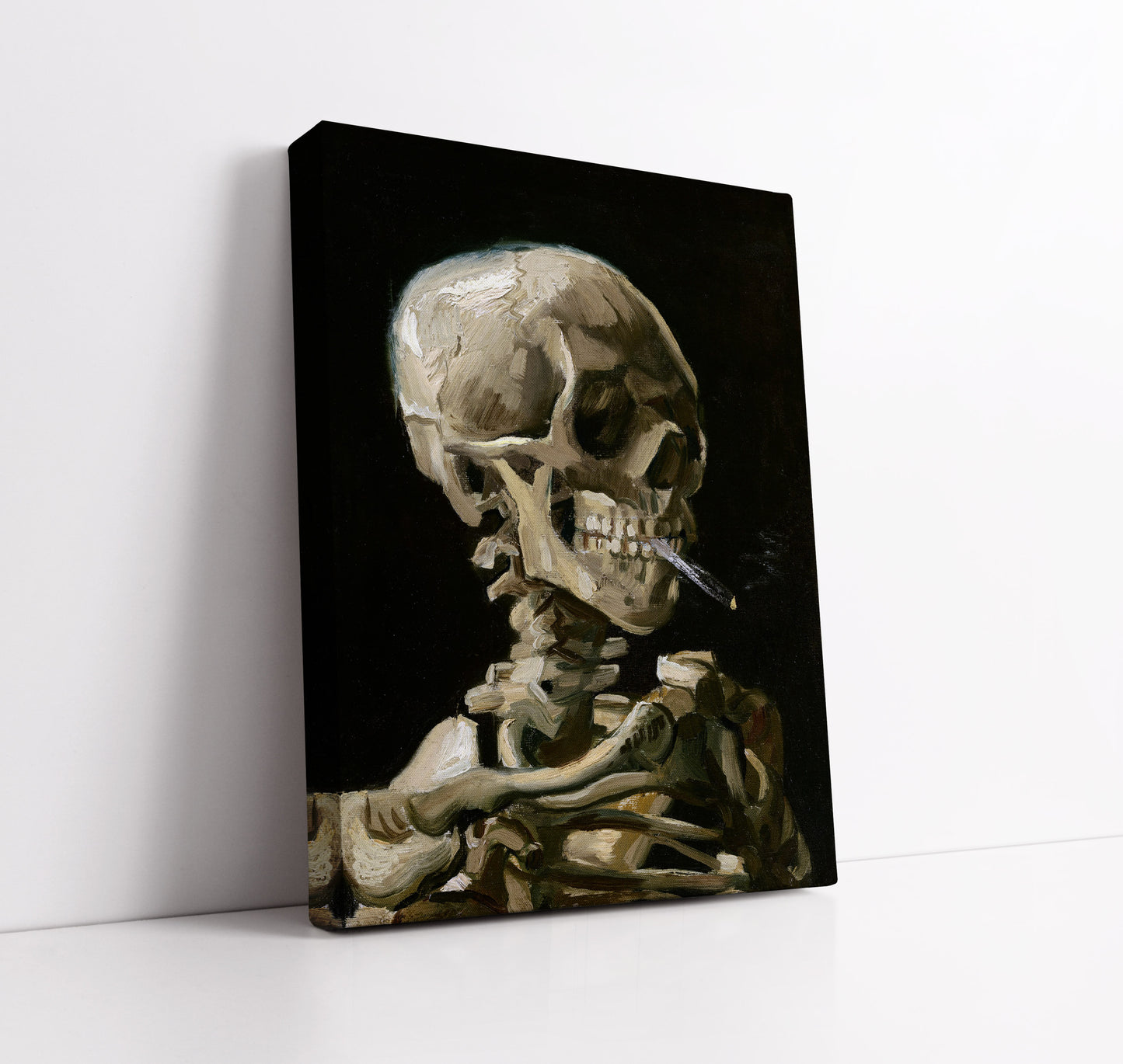 Head of a skeleton with a burning cigarette (1886) by Vincent Van Gogh // Wall Art Print - Artrise