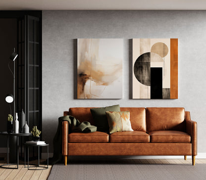 Beige Neutral Abstract & Geometric Shapes Art for luxury interiors