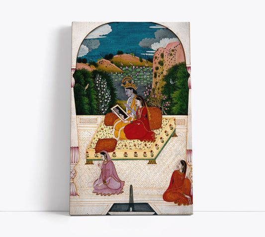 Krishna and Radha Looking Into A Mirror ca. 1800 AD // Wall Art Print - Artrise