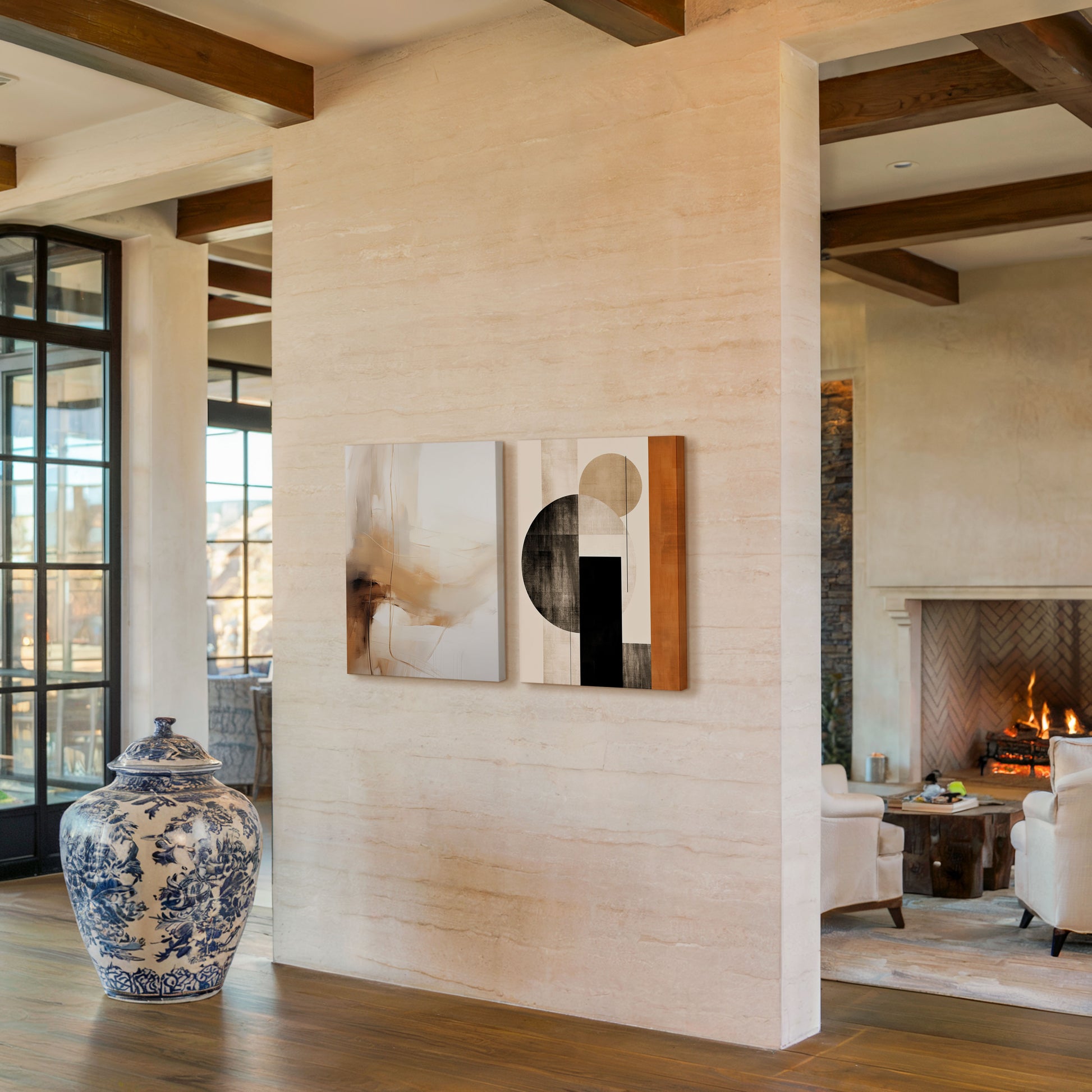 Beige Neutral Abstract & Geometric Shapes Art for luxury interiors