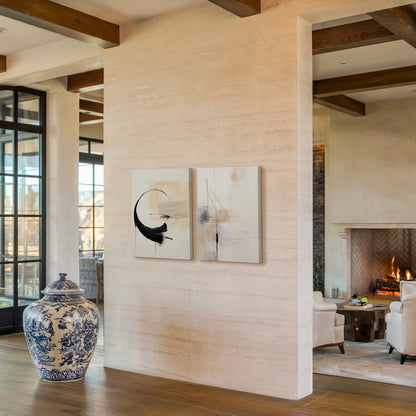 Beige, white and black abstract line art for luxury homes