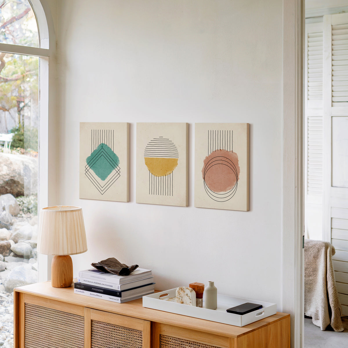 watercolor geometric wall art set of 3