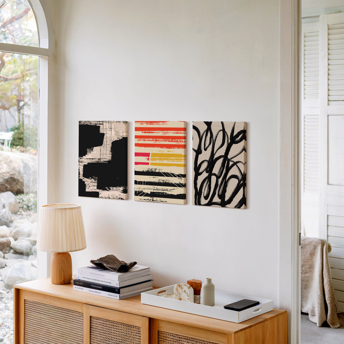 earthy abstract wall art set of 3