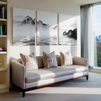 misty mountain landscape triptych wall art set