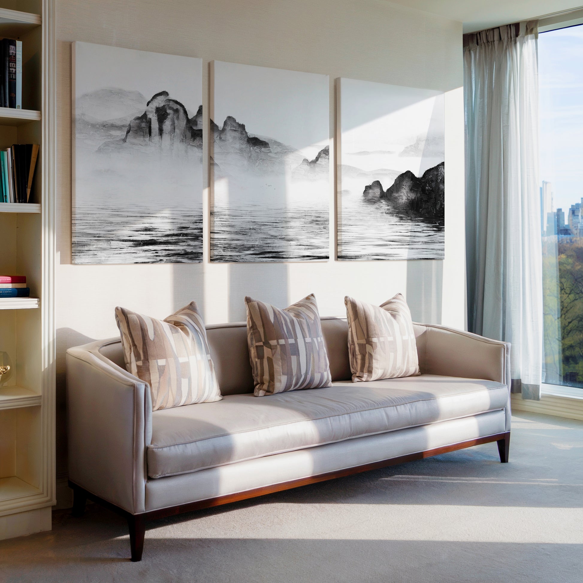misty mountain landscape triptych wall art set