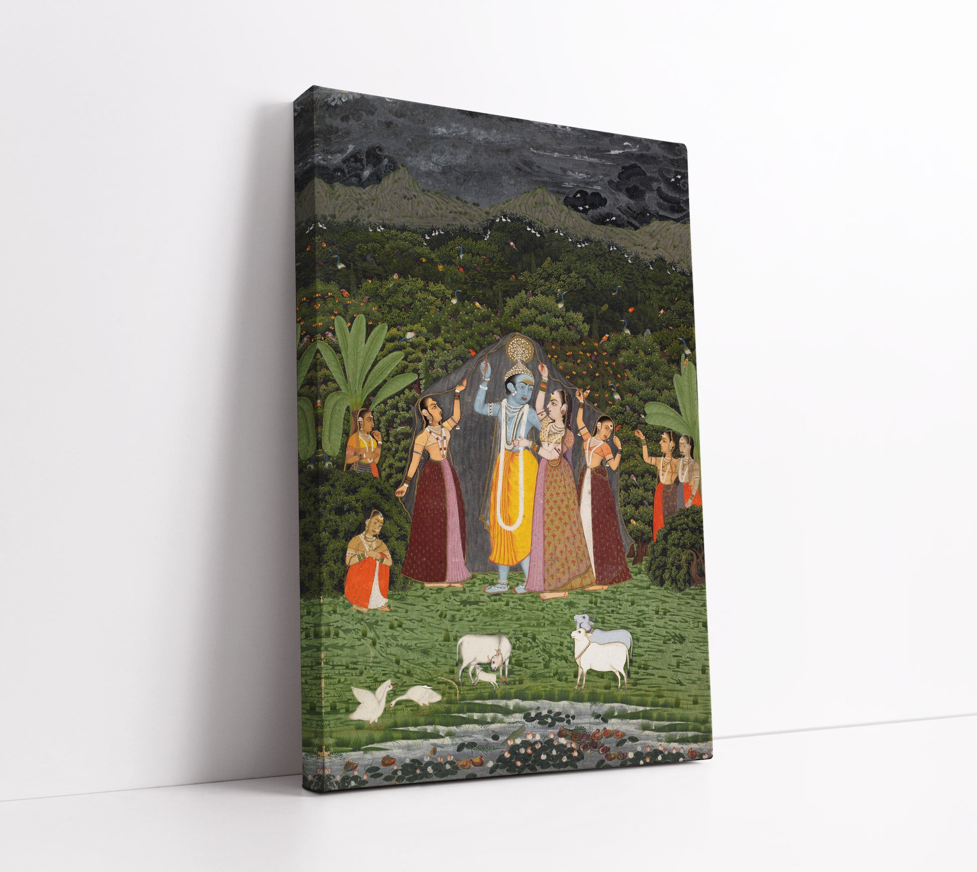 Krishna and the Gopis Take Shelter from the Rain, India (Rajasthan, Jaipur) // Wall Art Print - Artrise