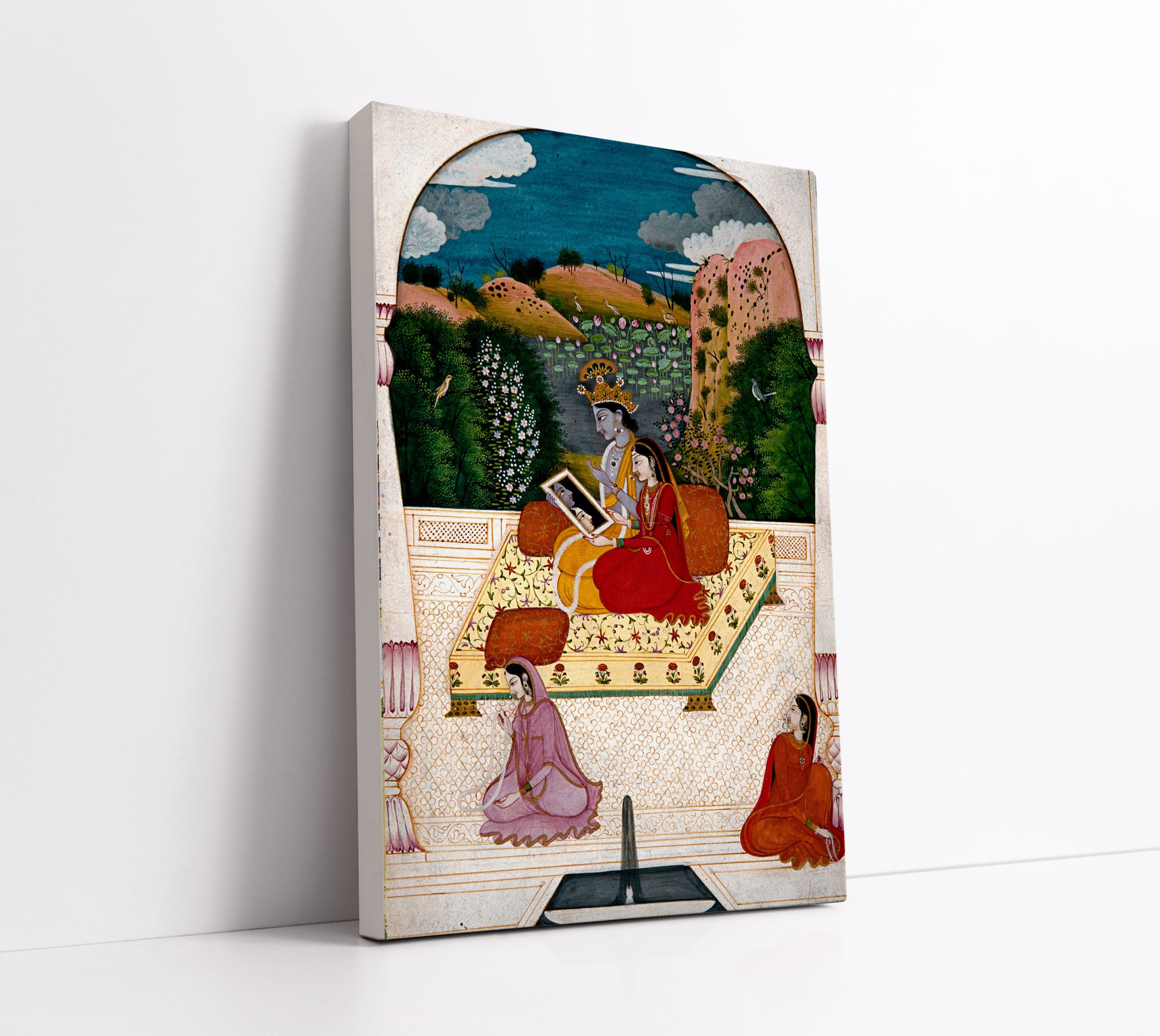 Krishna and Radha Looking Into A Mirror ca. 1800 AD // Wall Art Print - Artrise