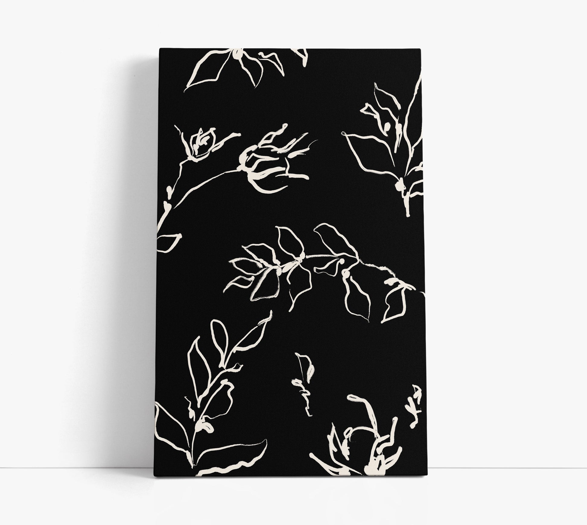 Black Floral Pattern Wall Art Print - Artrise