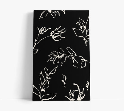 Black Floral Pattern Wall Art Print - Artrise