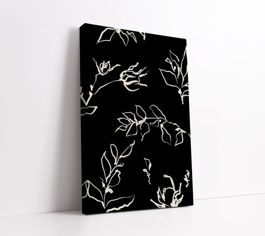 Black Floral Pattern Wall Art Print - Artrise