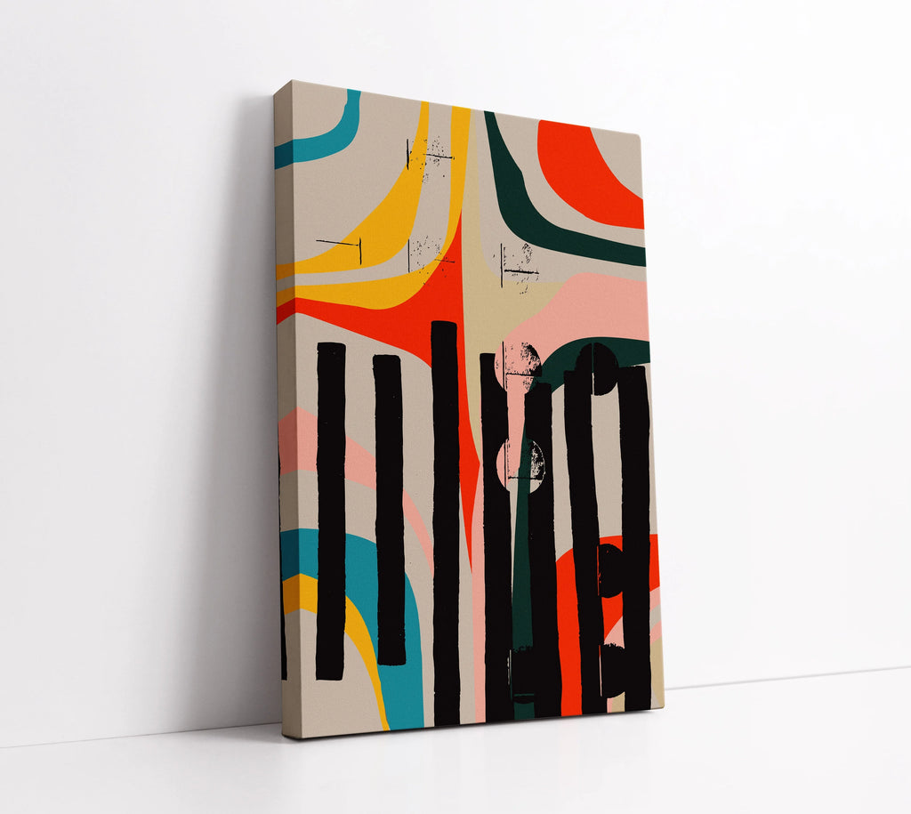Vibrant abstract canvas art with bold geometric shapes and colorful modern design for home decor