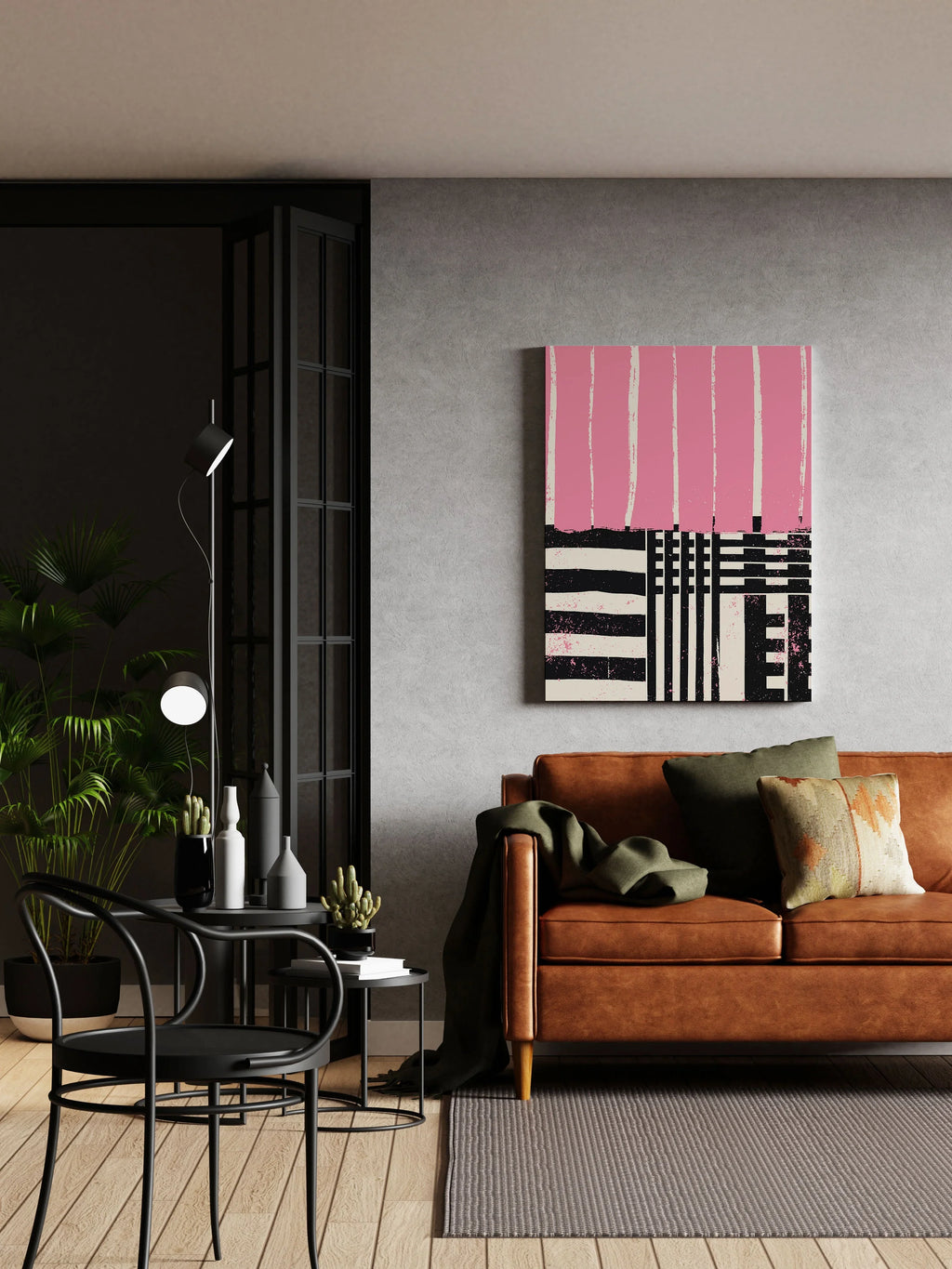 Pink and Black Abstract Art Print - Artrise