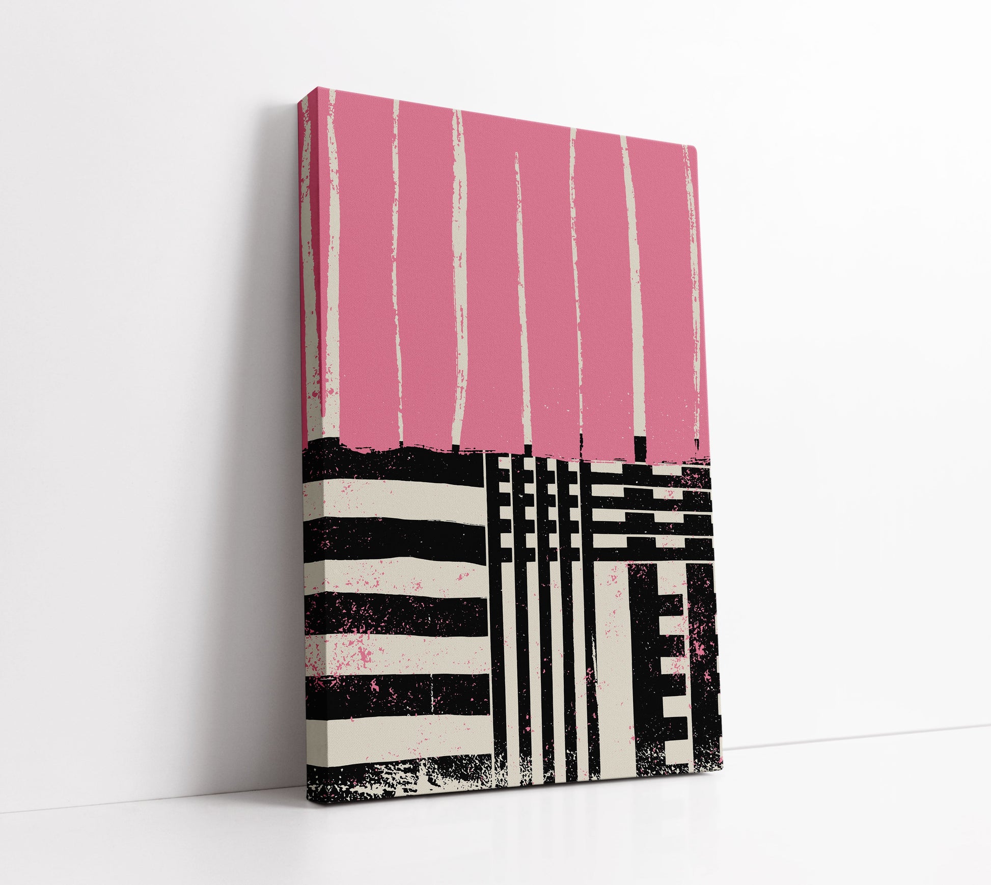 Pink and Black Abstract Art Print - Artrise