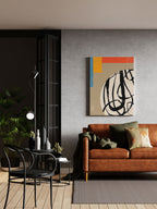 Abstract wall art print with geometric shapes and bold lines, modern home decor for living room