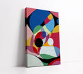 Vibrant abstract geometric wall art canvas with bold colorful shapes for modern home decor