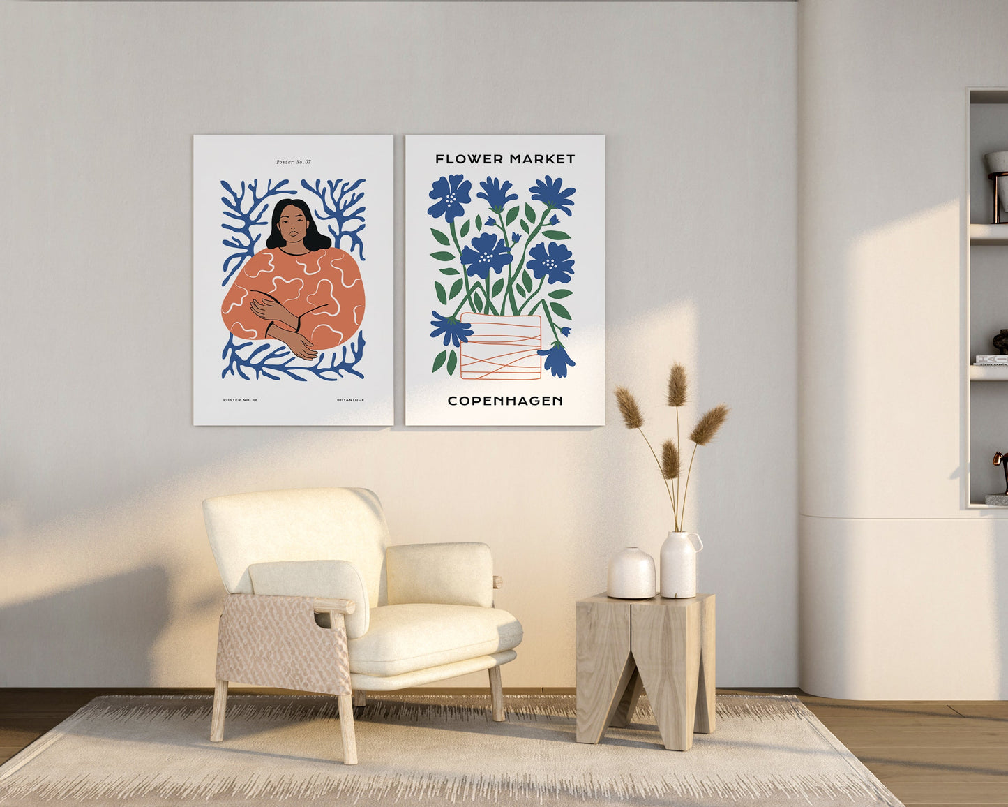 Blue Flower Market Wall Art Print - Artrise