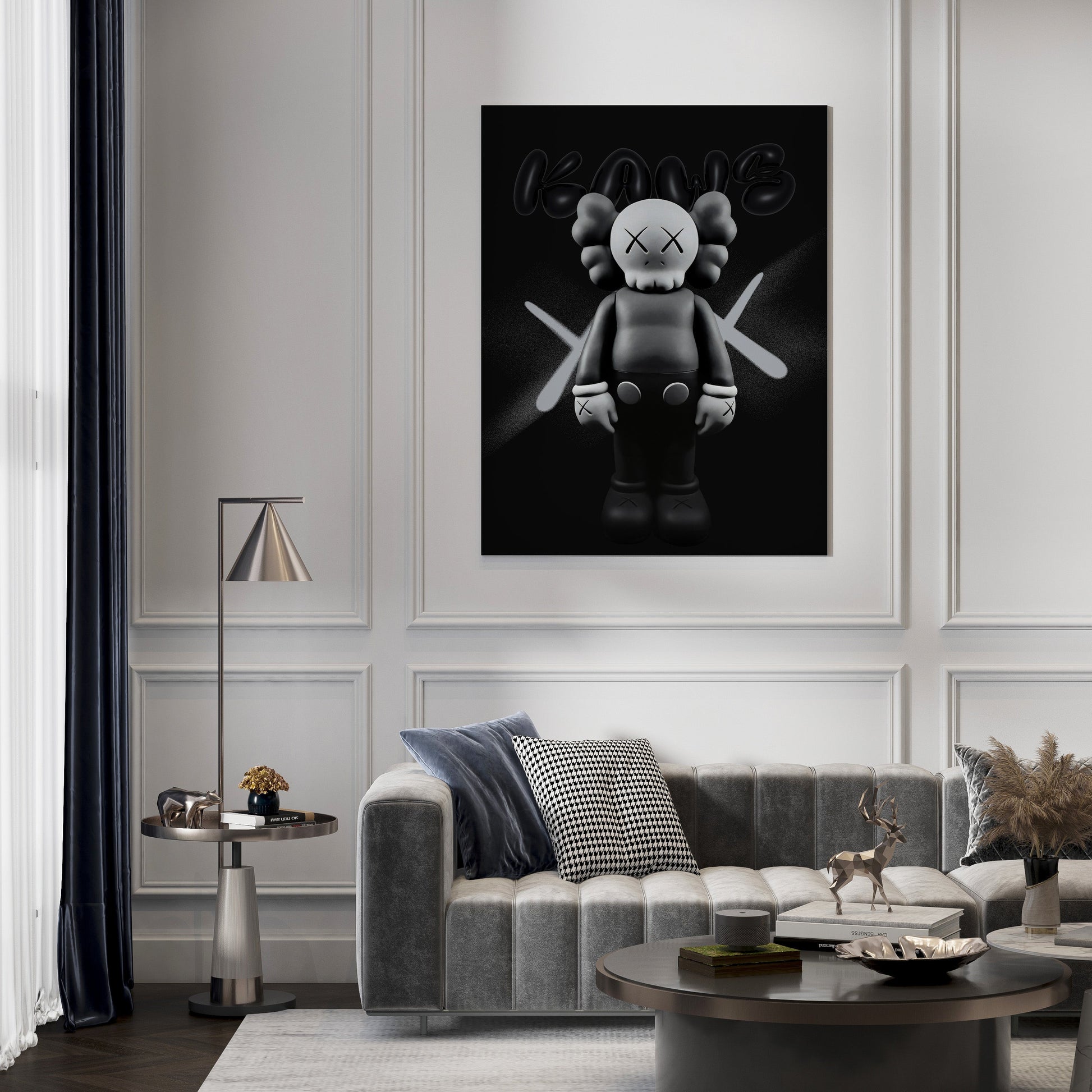 Kaws Trending Art Black & White // Wall Art Print - Artrise