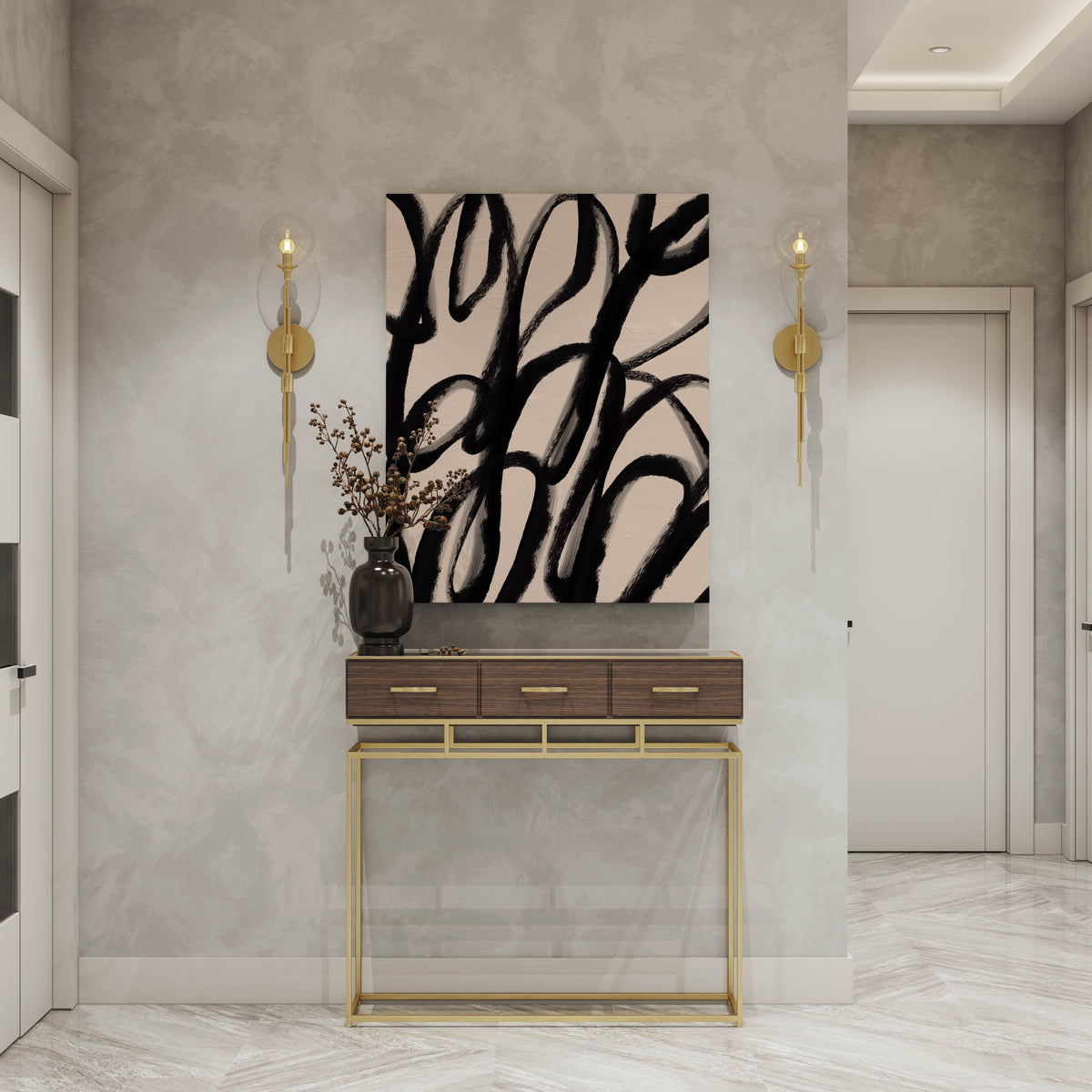 Minimal Brushtrokes Line Wall Art Print - Artrise