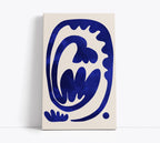 Abstract blue floral canvas art print for modern home decor