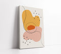 Abstract wall art canvas with mustard, pink, and orange organic shapes, modern home decor